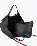 Mini shopper bag with animal print leather effect details