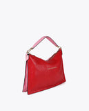 Two-Tone Crinkled Leather Effect Crossbody Bag