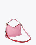 Two-Tone Crinkled Leather Effect Crossbody Bag