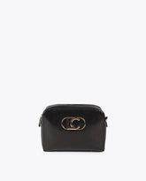 Oval LC Logo Snake Effect Crossbody Bag