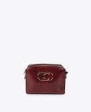 Oval LC Logo Snake Effect Crossbody Bag