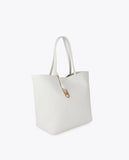 Faux Leather Monogram Shopper with Oval Logo Charm