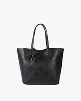 Faux Leather Monogram Shopper with Oval Logo Charm