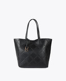 Faux Leather Monogram Shopper with Oval Logo Charm