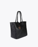 Faux Leather Monogram Shopper with Oval Logo Charm