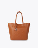 Faux Leather Monogram Shopper with Oval Logo Charm