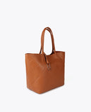 Faux Leather Monogram Shopper with Oval Logo Charm