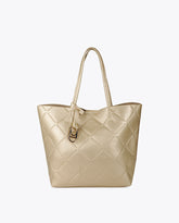 Faux Leather Monogram Shopper with Oval Logo Charm