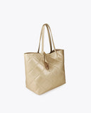 Faux Leather Monogram Shopper with Oval Logo Charm