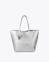 Faux Leather Monogram Shopper with Oval Logo Charm