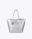 Faux Leather Monogram Shopper with Oval Logo Charm