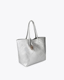 Faux Leather Monogram Shopper with Oval Logo Charm