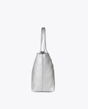 Faux Leather Monogram Shopper with Oval Logo Charm