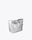 Faux Leather Monogram Shopper with Oval Logo Charm