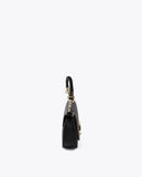 Half-Moon Flap Crossbody with Braided Handle and Metallic Details