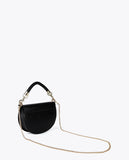 Half-Moon Flap Crossbody with Braided Handle and Metallic Details