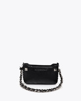 Wrinkled Faux Leather Bag with Metallic Details and Studs