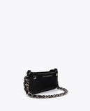 Wrinkled Faux Leather Bag with Metallic Details and Studs