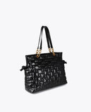 Quilted Shopper with Chain and Faux Leather Handles