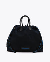 Woven Mesh Bag with Blue Interior