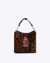Woven Animal Print Shield Patch Bag