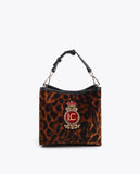 Woven Animal Print Shield Patch Bag