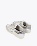 Sneakers with Snake Effect and Leather Details