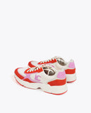 Running Sole Sneaker with Mixed Fabrics and Leather