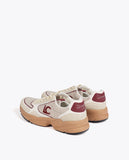 Running Sole Sneakers with Fabric and Leather Combination