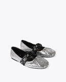 Metallic Ballet Flats with Ruched Detail