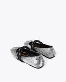 Metallic Ballet Flats with Ruched Detail