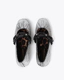 Metallic Ballet Flats with Ruched Detail