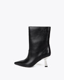 Pointed Toe Metallic Heel Ankle Boot
