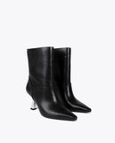 Pointed Toe Metallic Heel Ankle Boot