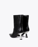 Pointed Toe Metallic Heel Ankle Boot