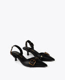 Backless Heel Shoe with Metallic Details