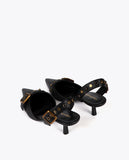 Backless Heel Shoe with Metallic Details