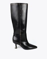 High Boot with Custom Heel and Square Stud Detail