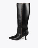 High Boot with Custom Heel and Square Stud Detail