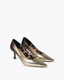 Metallic Gradient Effect Heel Shoe with Patterned Lining