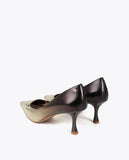 Metallic Gradient Effect Heel Shoe with Patterned Lining