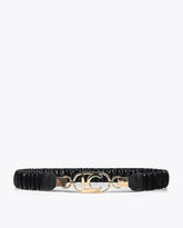 Elastic Faux Leather Belt with Oval Logo