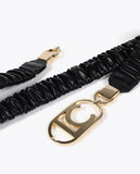 Elastic Faux Leather Belt with Oval Logo