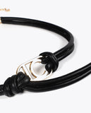 Oval Logo Faux Leather Straps Belt