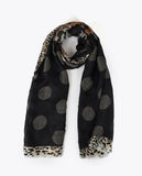 Polka Dot Scarf with Tiger Print