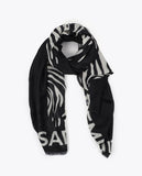 Zebra and Solid Print Scarf