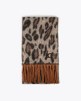 Animal Print Scarf with Fringes