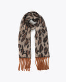 Animal Print Scarf with Fringes