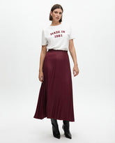 Waxed Effect Pleated Skirt
