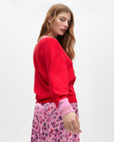 V-neck Contrast Trim Sweater